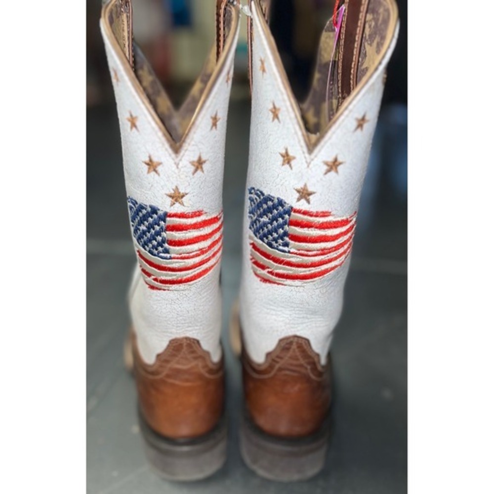 Ariat Circuit Patriot Brown White American Flag Western Boots Womens 8B - Picture 4 of 9
